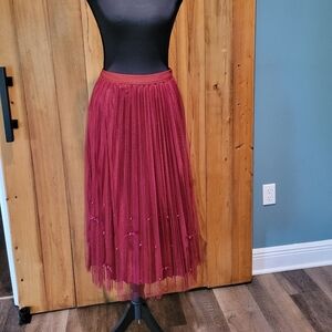 Elegant Burgundy Tulle Skirt